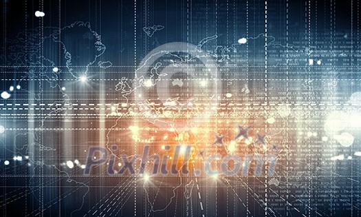 Digital technology background with global interaction concept Digital technology background with global interaction concept