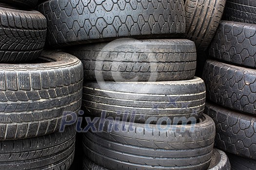 Stacks of used tyres Stacks of used tyres