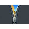 Conceptual image with opening zipper and blue sky