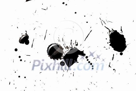 Abstract image with splashes of black paint on white background Abstract image with splashes of black paint on white background