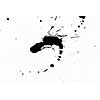 Abstract image with splashes of black paint on white background