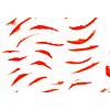 Abstract smears of orange paint on white background