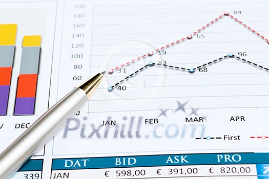 Close up of papers with graphs and diagrams Close up of papers with graphs and diagrams