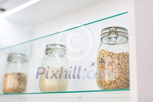 Oats in a jar in a modern kitchen
