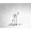 Sketched image of little boy with car pointing with finger