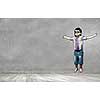 Sketched image of boy kid on concrete background