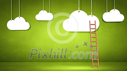 Conceptual designed image with ladder to cloud Conceptual designed image with ladder to cloud