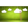Conceptual designed image with ladder to cloud