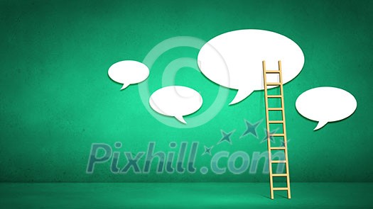 Conceptual image with ladder to chat clouds Conceptual image with ladder to chat clouds