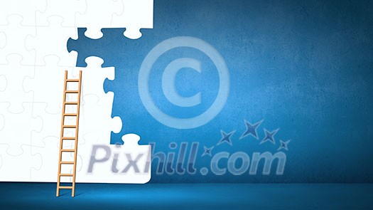 Conceptual image of ladder leading to puzzle element Conceptual image of ladder leading to puzzle element