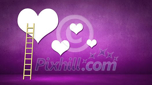 Conceptual image of ladder leading to a heart Conceptual image of ladder leading to a heart