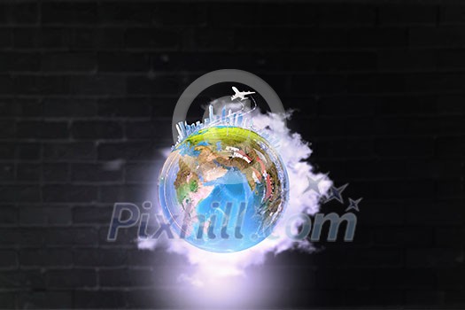 Close up of human hands holding Earth planet. Elements of this image are furnished by NASA Close up of human hands holding Earth planet. Elements of this image are furnished by NASA