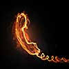 Fire glowing phone icon on dark background