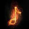Music light glowing symbol on dark background