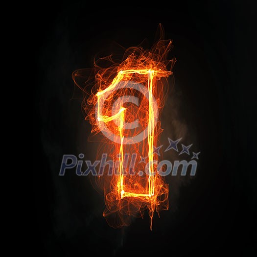 Glowing light number one icon on dark background Glowing light number one icon on dark background