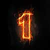 Glowing light number one icon on dark background