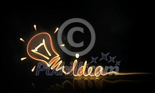 Idea concept with glowing bulb symbol on dark background Idea concept with glowing bulb symbol on dark background