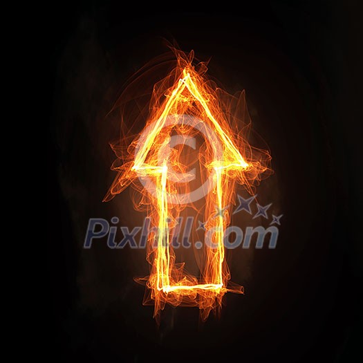 Glowing up arrow icon on dark background Glowing up arrow icon on dark background
