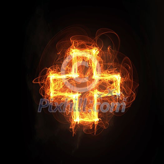 Glowing light cross sign on dark background Glowing light cross sign on dark background