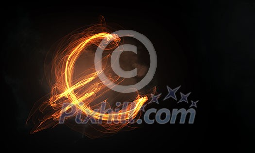 Euro currency glowing symbol on dark background Euro currency glowing symbol on dark background