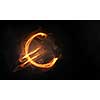 Euro currency glowing symbol on dark background