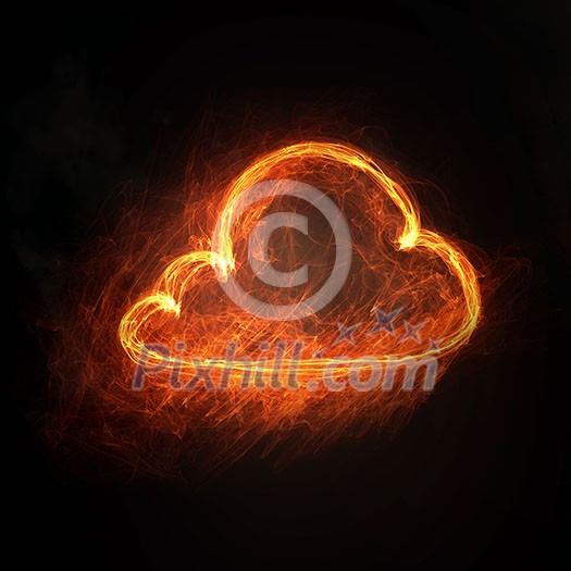 Glowing fire icon for interface on dark background Glowing fire icon for interface on dark background