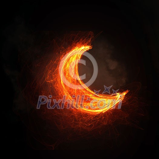 Light glowing moon symbol on dark background Light glowing moon symbol on dark background