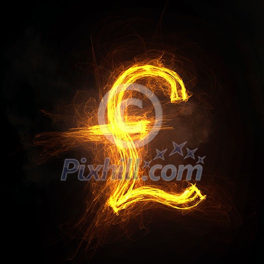 Pound currency glowing symbol on dark background Pound currency glowing symbol on dark background