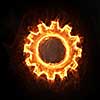Glowing light setting symbol on dark background