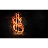 Dollar currency glowing symbol on dark background