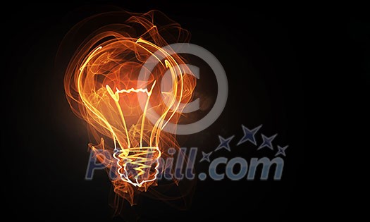 Idea concept with glowing bulb symbol on dark background Idea concept with glowing bulb symbol on dark background