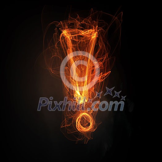 Glowing exclamation mark symbol on dark background Glowing exclamation mark symbol on dark background