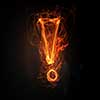 Glowing exclamation mark symbol on dark background