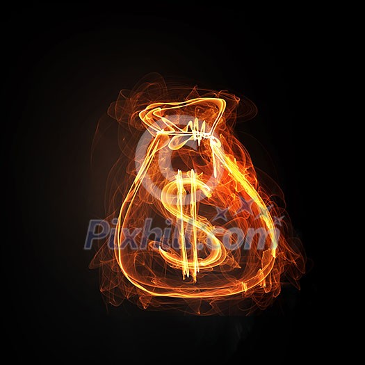 Dollar currency glowing symbol on dark background Dollar currency glowing symbol on dark background