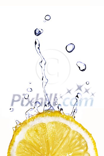 fresh water drops on lemon isolated on white fresh water drops on lemon isolated on white
