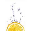 fresh water drops on lemon isolated on white