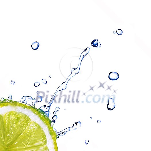 fresh water drops on lime isolated on white fresh water drops on lime isolated on white