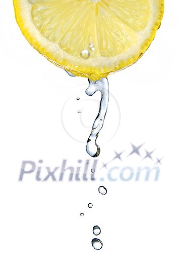 fresh water drop on lemon isolated on white fresh water drop on lemon isolated on white