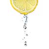 fresh water drop on lemon isolated on white