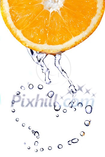 heart from water drops on orange isolated on white heart from water drops on orange isolated on white