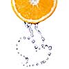 heart from water drops on orange isolated on white