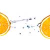 fresh water drops on orange isolated on white