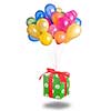 color balloons with gift isolated on white