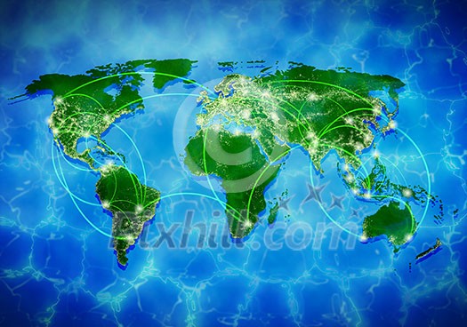 Conceptual background image of world map and connection lines Conceptual background image of world map and connection lines
