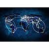 Conceptual background image of world map and connection lines