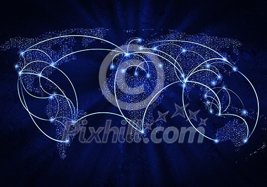Conceptual background image of world map and connection lines Conceptual background image of world map and connection lines