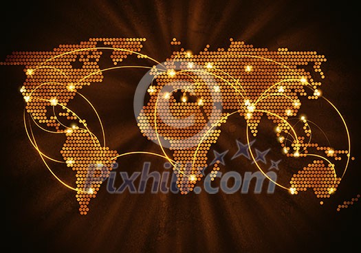 Conceptual background image of world map and connection lines Conceptual background image of world map and connection lines