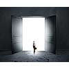 Silhouette of businesswoman standing in air gap
