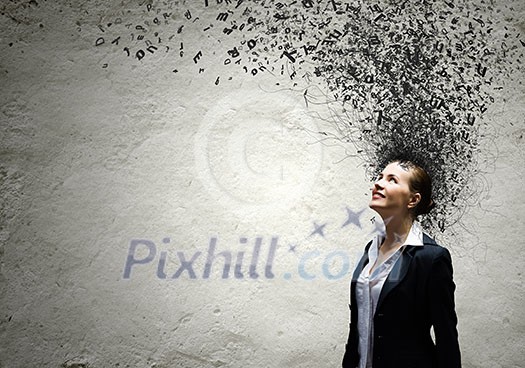 Young troubled businesswoman thinking over the ideas Young troubled businesswoman thinking over the ideas