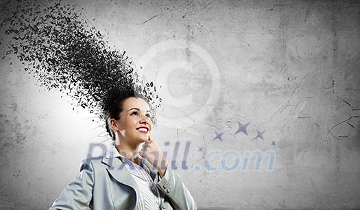 Young troubled businesswoman thinking over the ideas Young troubled businesswoman thinking over the ideas